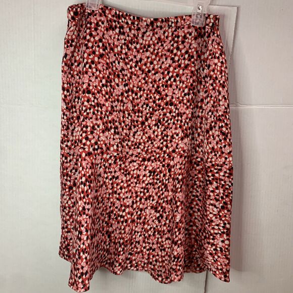 TALBOTS Red Raining Dots Charmeuse Flounced Skirt Sz Petite 4p - Picture 3 of 7